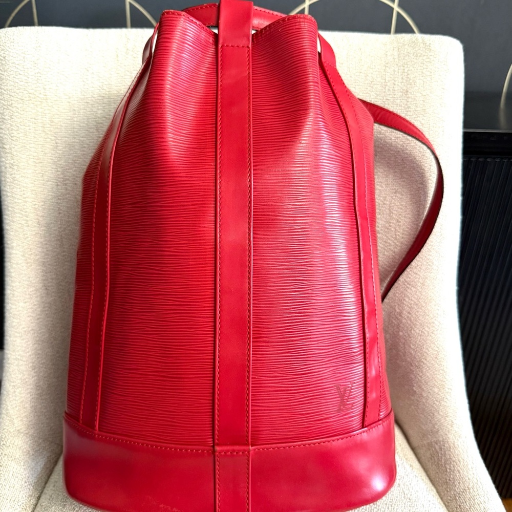 Authentic Louis Vuitton Randonnée backpack shoulder bag red Epi leather M52357 - Picture 4 of 16